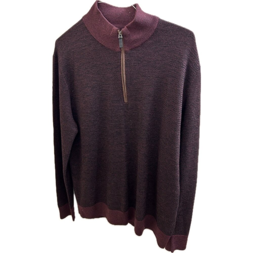 UNTUCKit Sweater Mens Maroon Wool Belguardo Birdseye Long Sleeve Preppy  Xl